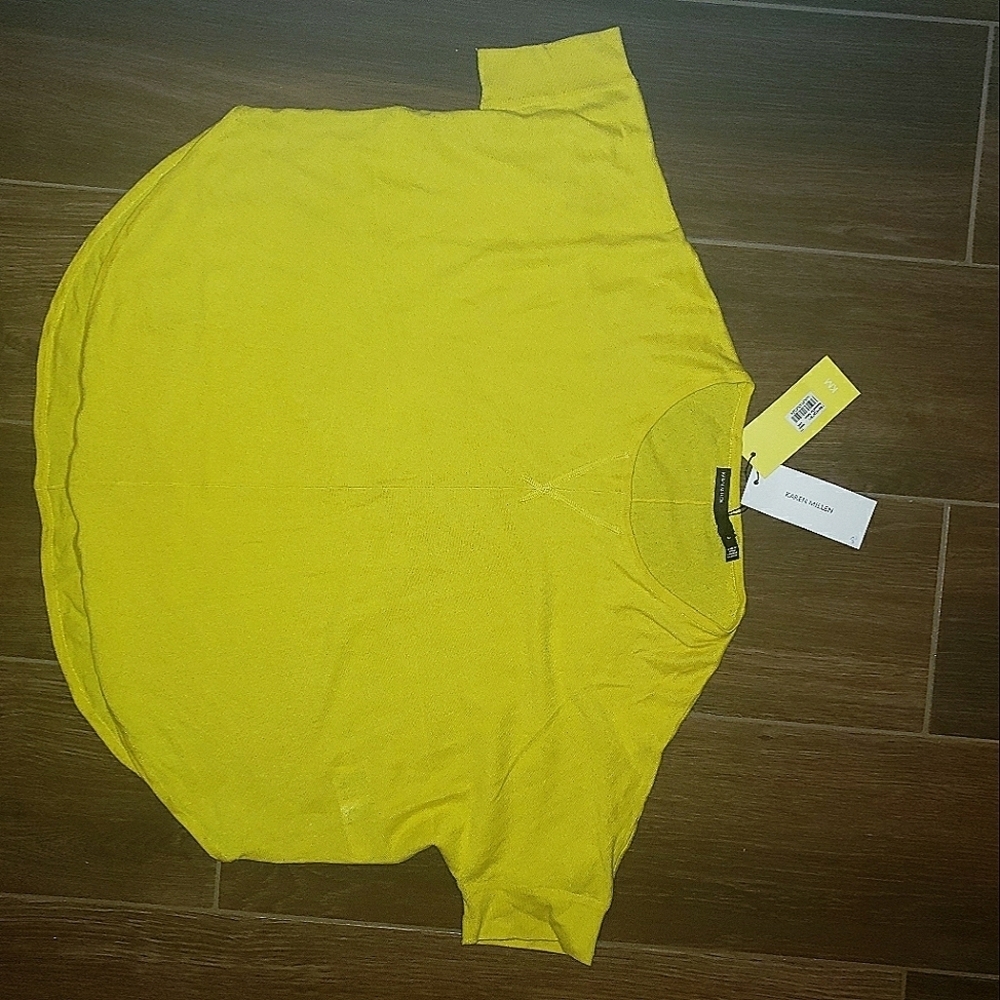 Karen Millen Yellow Blouse Top sz 3 NEW Designer